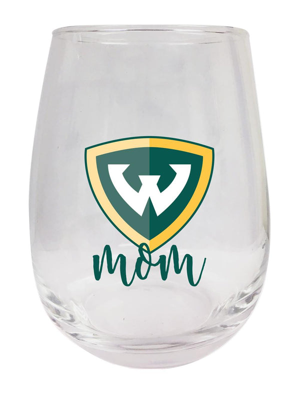 Wayne State 15 oz Stemless Wine Glass for Mom Officially Licensed