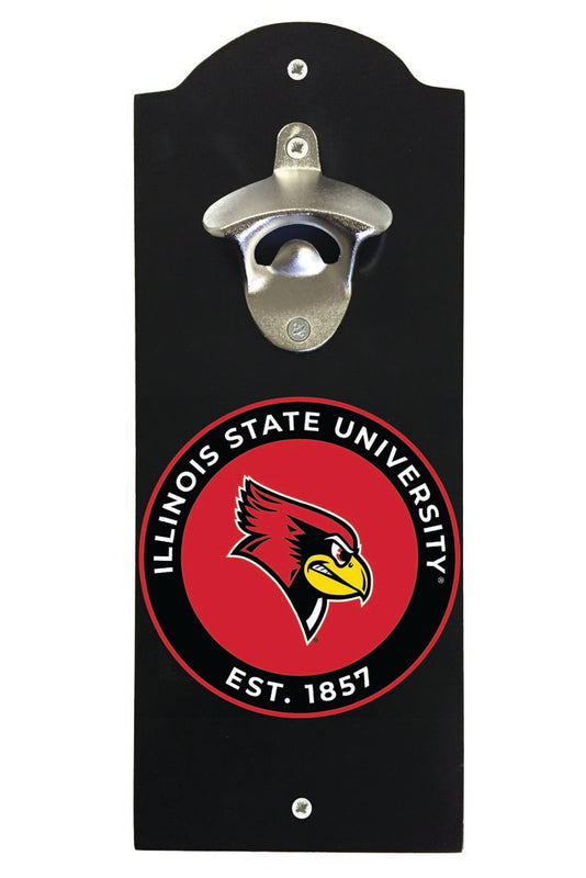 Illinois State Redbirds Wall Mounted Bottle Opener Black Officially Licensed Collegiate Product Black