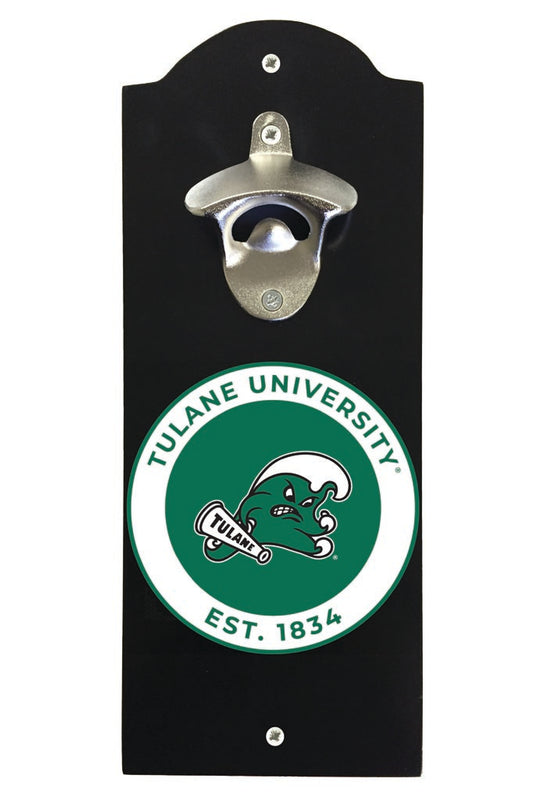 Tulane University Green Wave Wall Mounted Bottle Opener Black Officially Licensed Collegiate Product Black