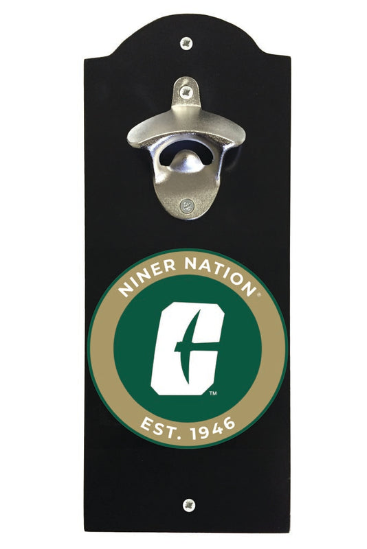North Carolina Charlotte Forty-Niners Wall Mounted Bottle Opener Black Officially Licensed Collegiate Product Black