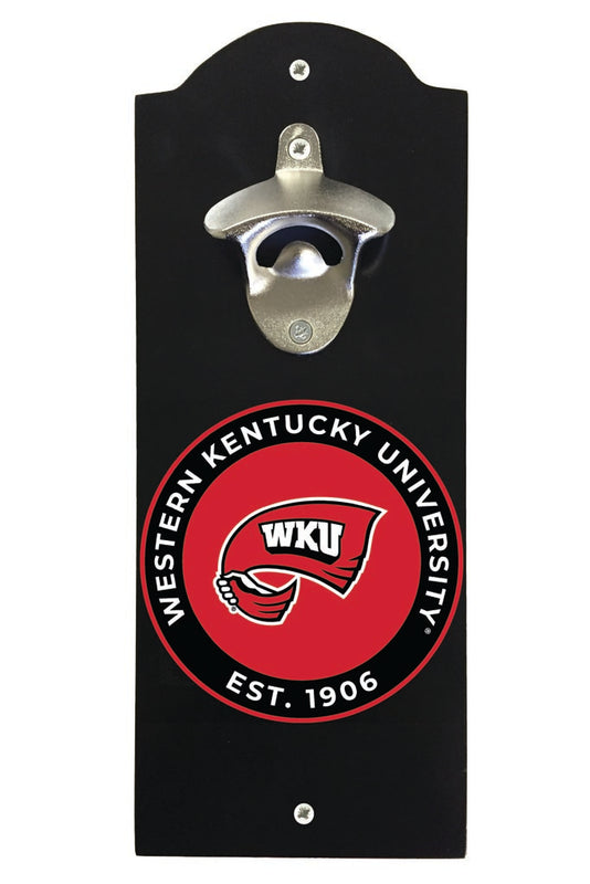 Western Kentucky Hilltoppers Wall Mounted Bottle Opener Black Officially Licensed Collegiate Product Black