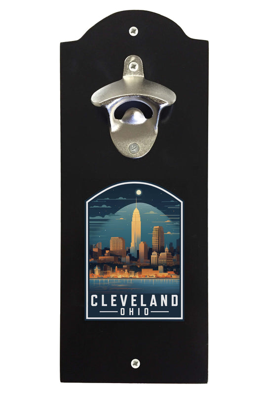 Cleveland Ohio Design A Souvenir Wall mounted bottle opener Black Black