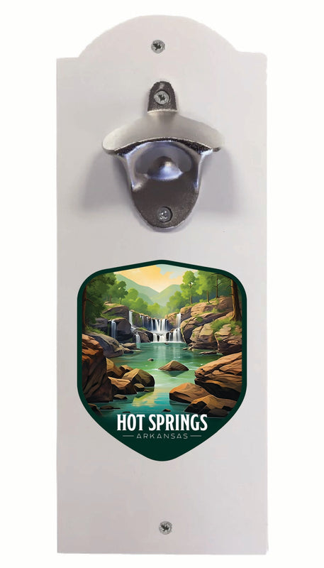 Hot Springs Arkansas Lake Springs Design Souvenir Wall mounted bottle opener White White