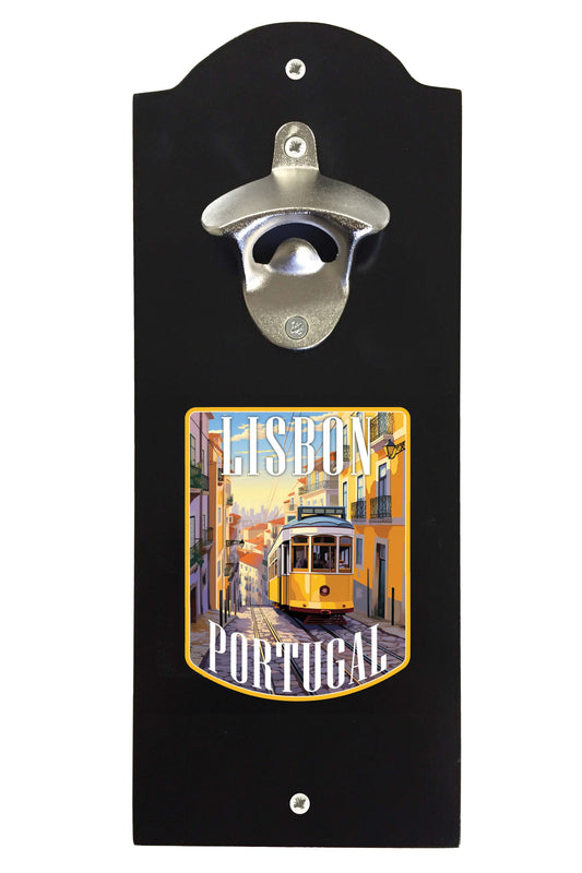 Lisbon Portugal Design A Souvenir Wall mounted bottle opener Black Black