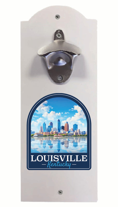 Louisville Kentucky Daytime Cityscape Design Souvenir Wall mounted bottle opener White White