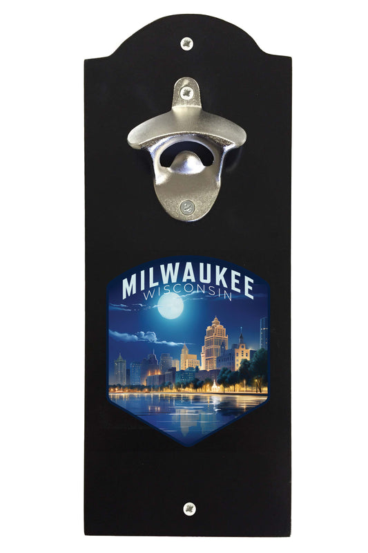 Milwaukee Wisconsin Design B Souvenir Wall mounted bottle opener Black Black