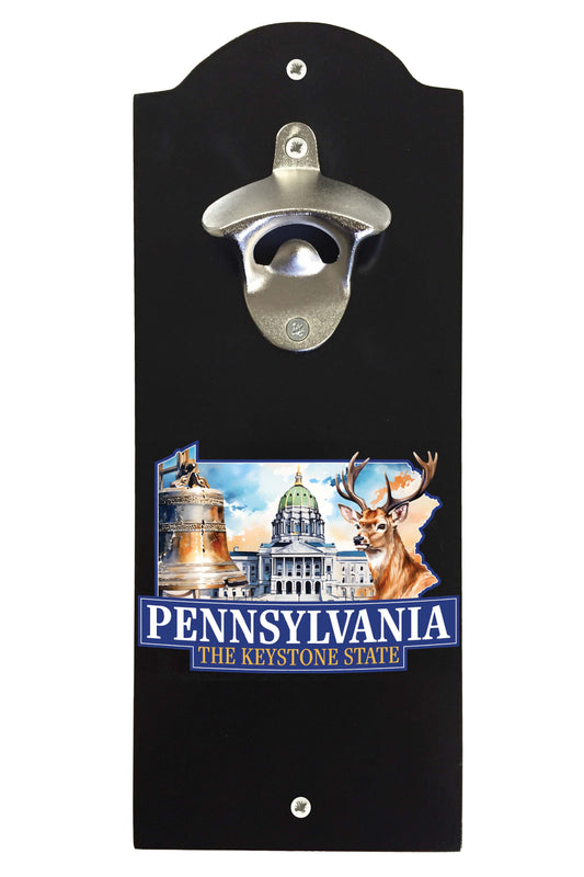 Pennsylvania Design D Souvenir Wall mounted bottle opener Black Black