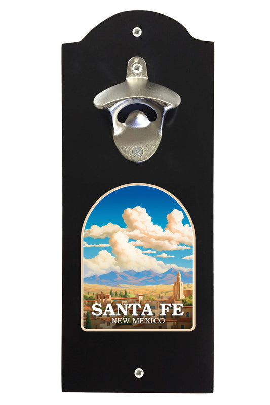 Santa Fe New Mexico Design A Souvenir Wall mounted bottle opener Black Black