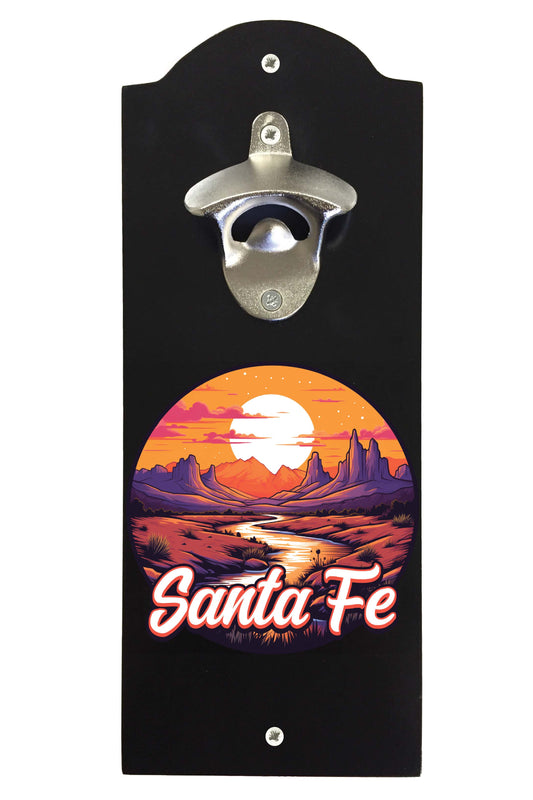 Santa Fe New Mexico Design B Souvenir Wall mounted bottle opener Black Black