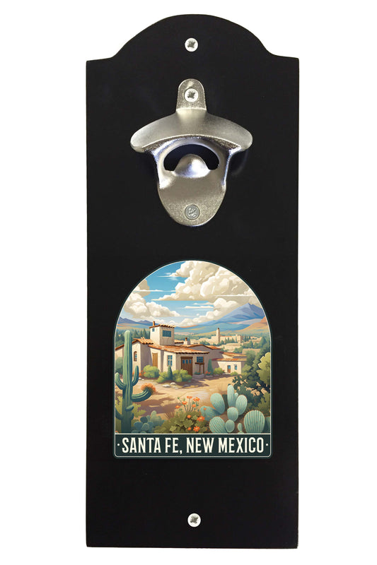 Santa Fe New Mexico Design C Souvenir Wall mounted bottle opener Black Black
