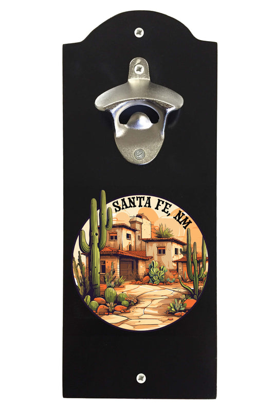 Santa Fe New Mexico Design D Souvenir Wall mounted bottle opener Black Black