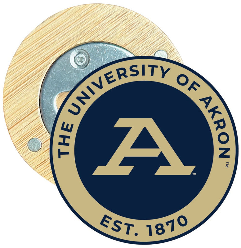 Akron Zips Round Wood Magnetic Bottle Opener 2.5" Officially Licensed Collegiate Product 2-Pack