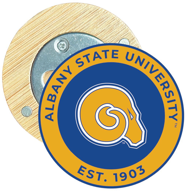 Albany State University Round Wood Magnetic Bottle Opener 2.5" Officially Licensed Collegiate Product 4-Pack