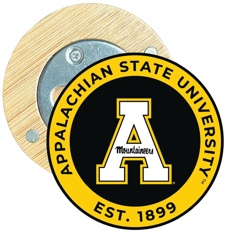 Appalachian State Round Wood Magnetic Bottle Opener 2.5" Officially Licensed Collegiate Product 4-Pack