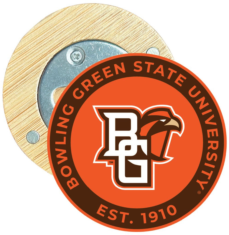 Bowling Green Falcons Round Wood Magnetic Bottle Opener 2.5" Officially Licensed Collegiate Product Single