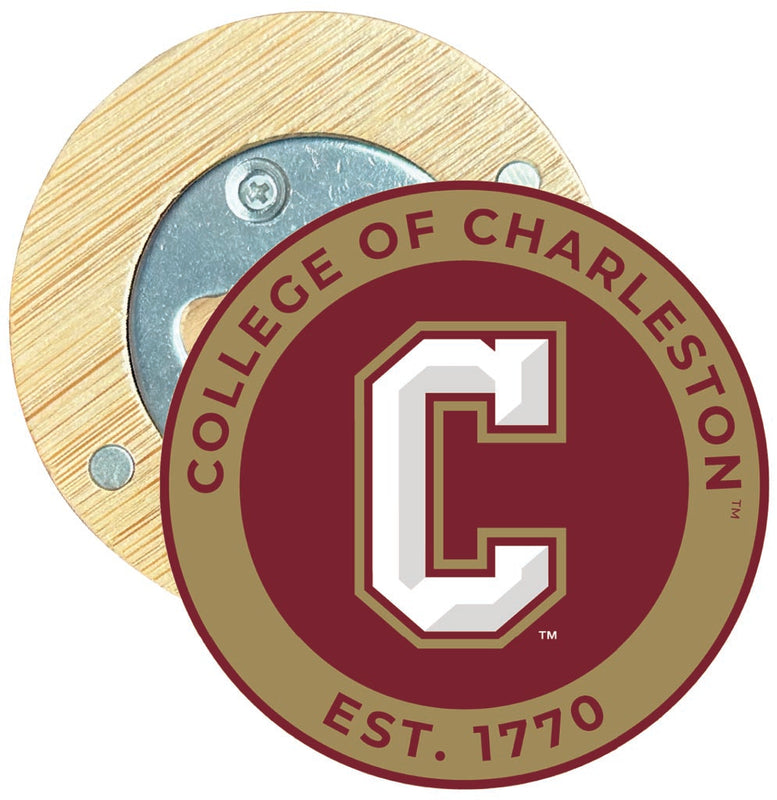 College of Charleston Round Wood Magnetic Bottle Opener 2.5" Officially Licensed Collegiate Product 2-Pack