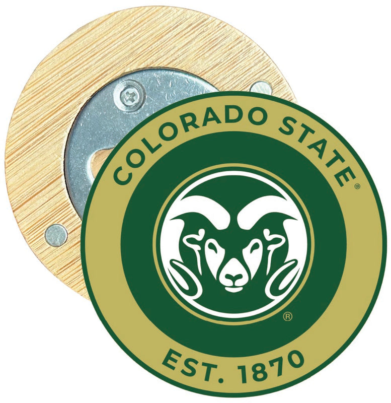 Colorado State Rams Round Wood Magnetic Bottle Opener 2.5" Officially Licensed Collegiate Product Single