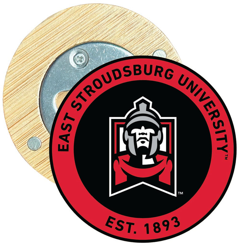 East Stroudsburg University Round Wood Magnetic Bottle Opener 2.5" Officially Licensed Collegiate Product 2-Pack