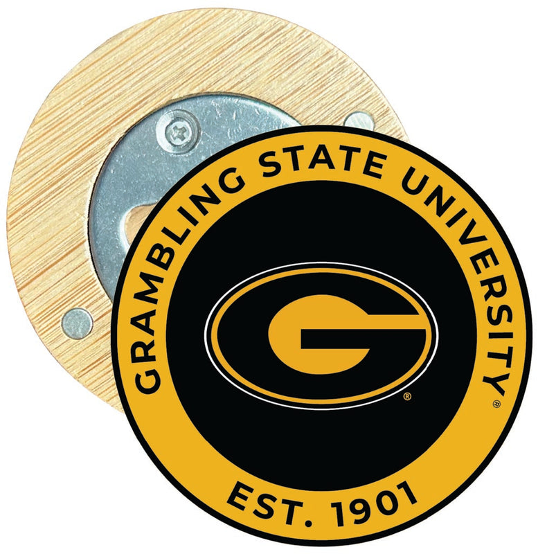 Grambling State Tigers Round Wood Magnetic Bottle Opener 2.5" Officially Licensed Collegiate Product 4-Pack