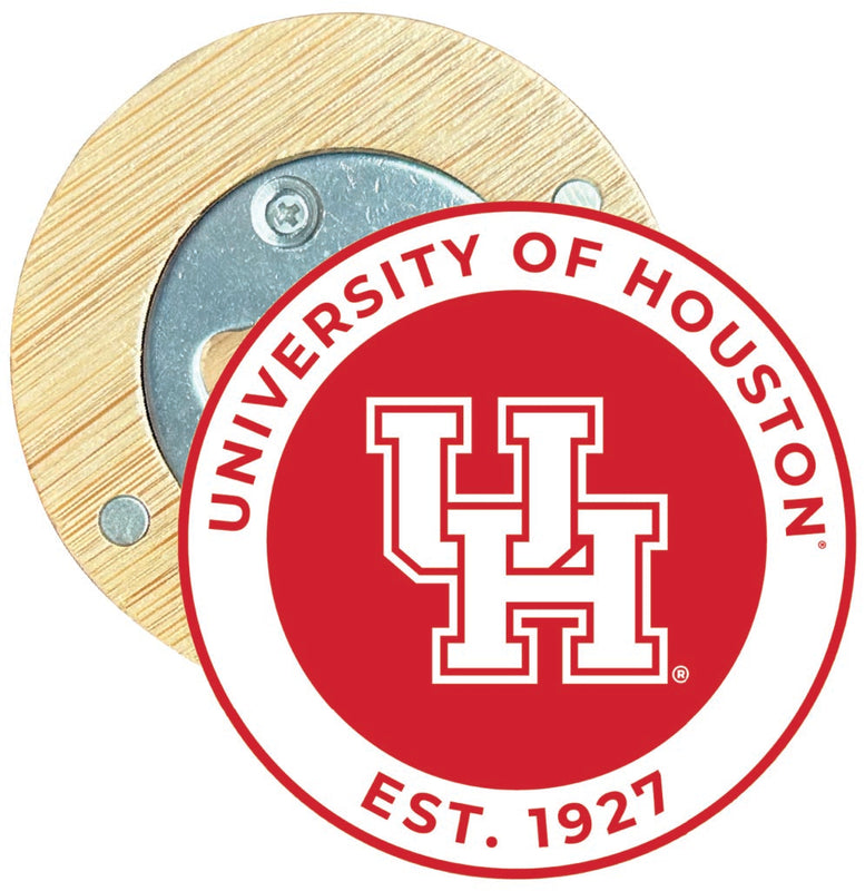 University of Houston Round Wood Magnetic Bottle Opener 2.5" Officially Licensed Collegiate Product