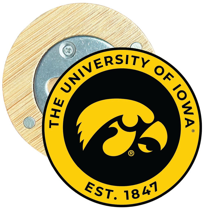 Iowa Hawkeyes Round Wood Magnetic Bottle Opener 2.5" Officially Licensed Collegiate Product Single