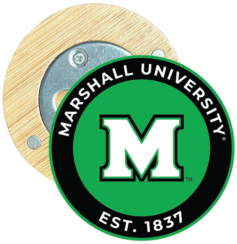 Marshall Thundering Herd Round Wood Magnetic Bottle Opener 2.5" Officially Licensed Collegiate Product Single
