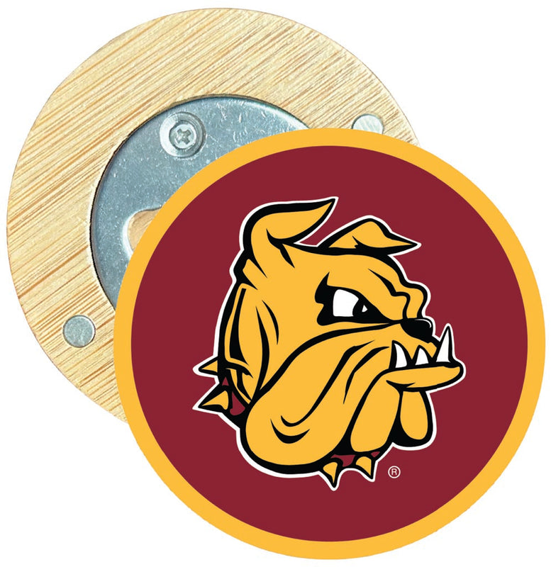 Minnesota Duluth Bulldogs Round Wood Magnetic Bottle Opener 2.5" Officially Licensed Collegiate Product Single