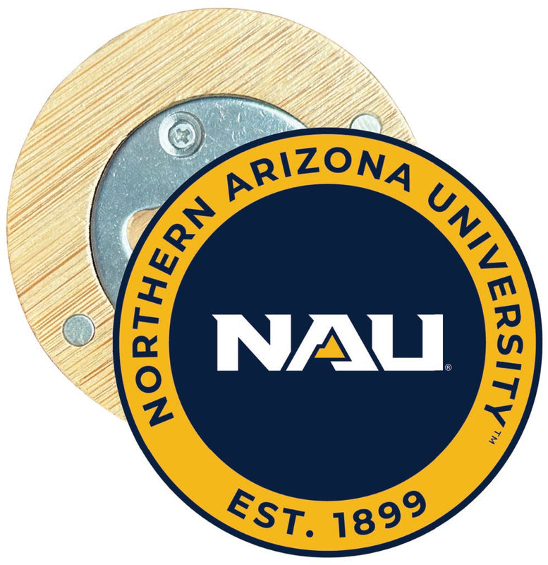 Northern Arizona University Round Wood Magnetic Bottle Opener 2.5" Officially Licensed Collegiate Product 4-Pack