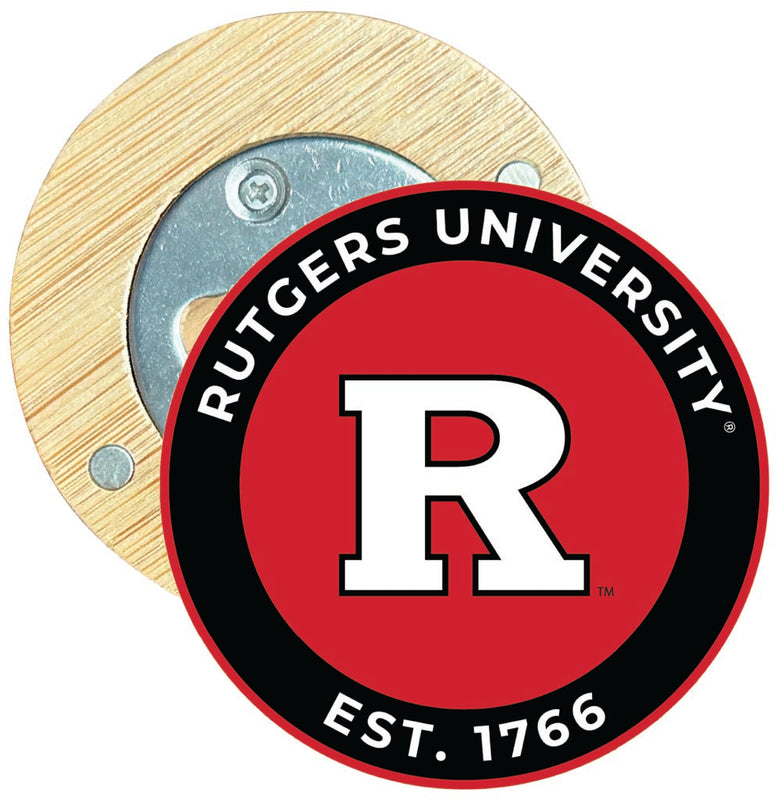 Rutgers Scarlet Knights Round Wood Magnetic Bottle Opener 2.5" Officially Licensed Collegiate Product Single
