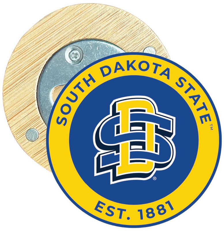 South Dakota State Jackrabbits Round Wood Magnetic Bottle Opener 2.5" Officially Licensed Collegiate Product 2-Pack
