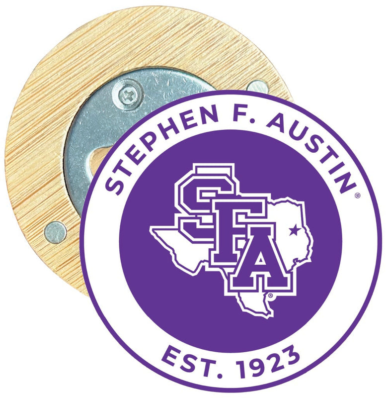Stephen F. Austin State University Round Wood Magnetic Bottle Opener 2.5" Officially Licensed Collegiate Product Single
