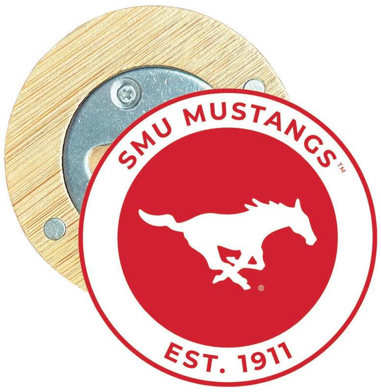 Southern Methodist University Round Wood Magnetic Bottle Opener 2.5" Officially Licensed Collegiate Product Single