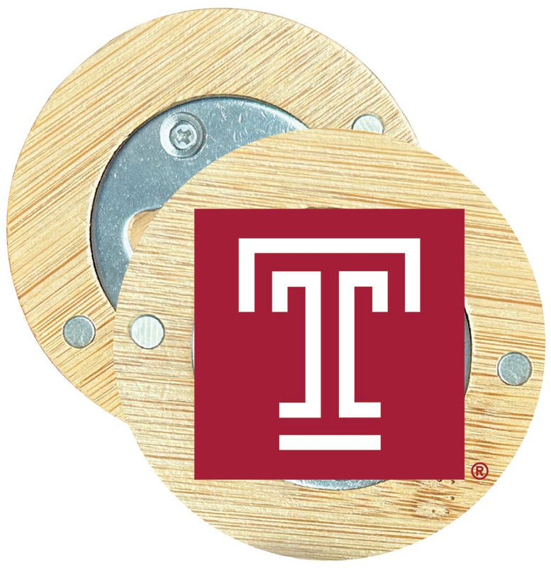 Temple University Round Wood Magnetic Bottle Opener 2.5" Officially Licensed Collegiate Product Single