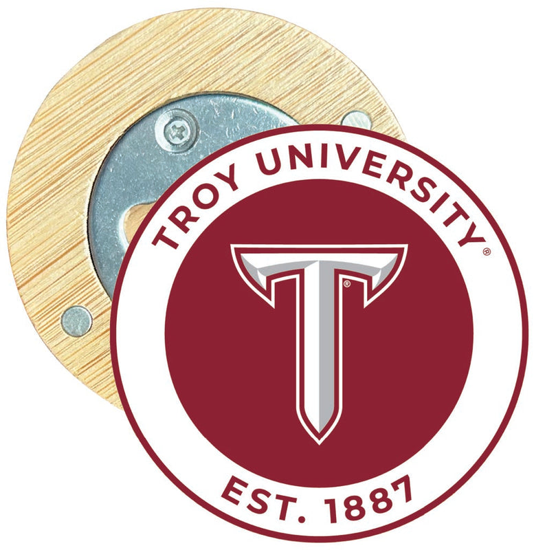 Troy University Round Wood Magnetic Bottle Opener 2.5" Officially Licensed Collegiate Product Single