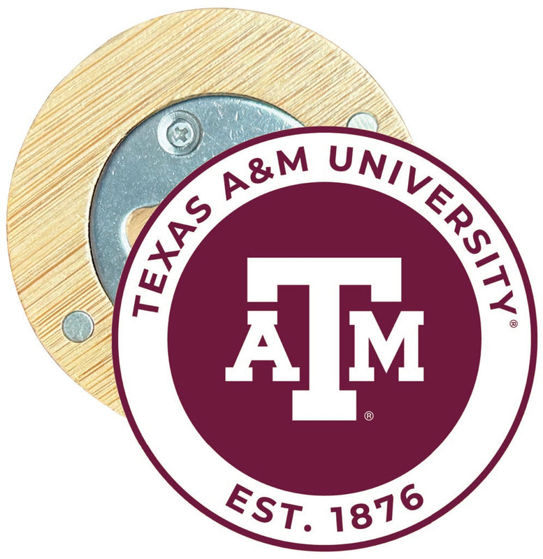 Texas A&M Aggies Round Wood Magnetic Bottle Opener 2.5" Officially Licensed Collegiate Product 4-Pack