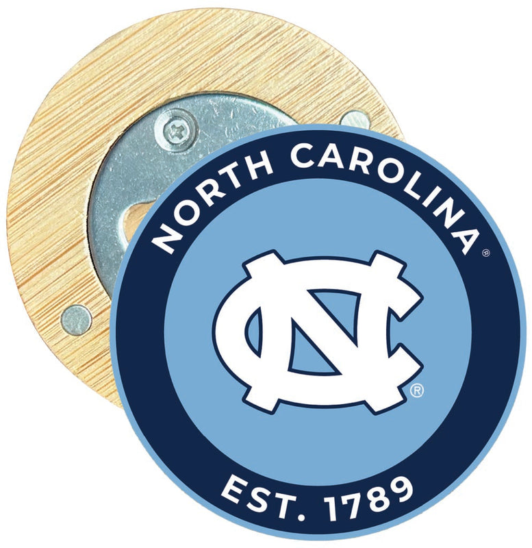 UNC Tar Heels Round Wood Magnetic Bottle Opener 2.5" Officially Licensed Collegiate Product Single
