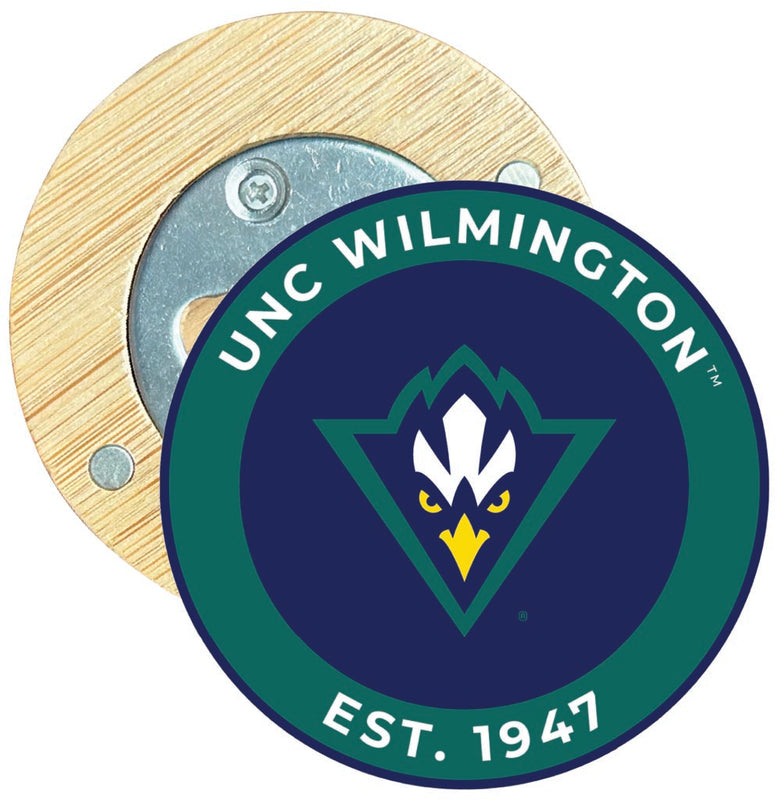 North Carolina Wilmington Seahawks Round Wood Magnetic Bottle Opener 2.5" Officially Licensed Collegiate Product Single