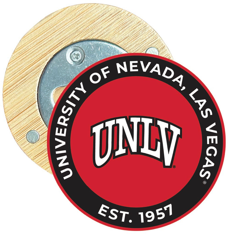 UNLV Rebels Round Wood Magnetic Bottle Opener 2.5" Officially Licensed Collegiate Product 2-Pack