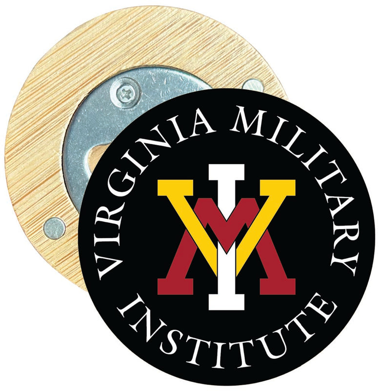 VMI Keydets Round Wood Magnetic Bottle Opener 2.5" Officially Licensed Collegiate Product 4-Pack
