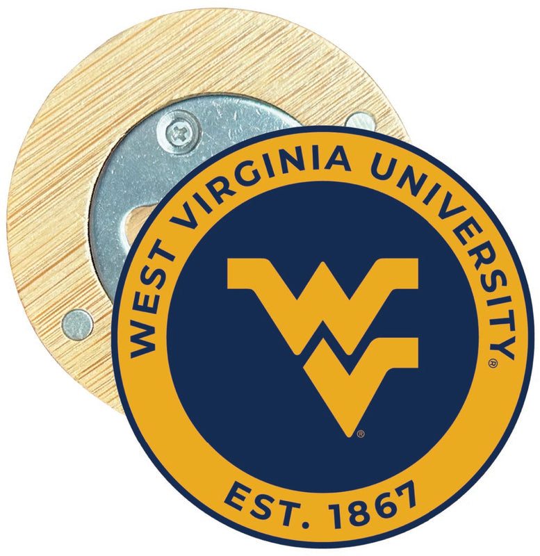 West Virginia Mountaineers Round Wood Magnetic Bottle Opener 2.5" Officially Licensed Collegiate Product Single