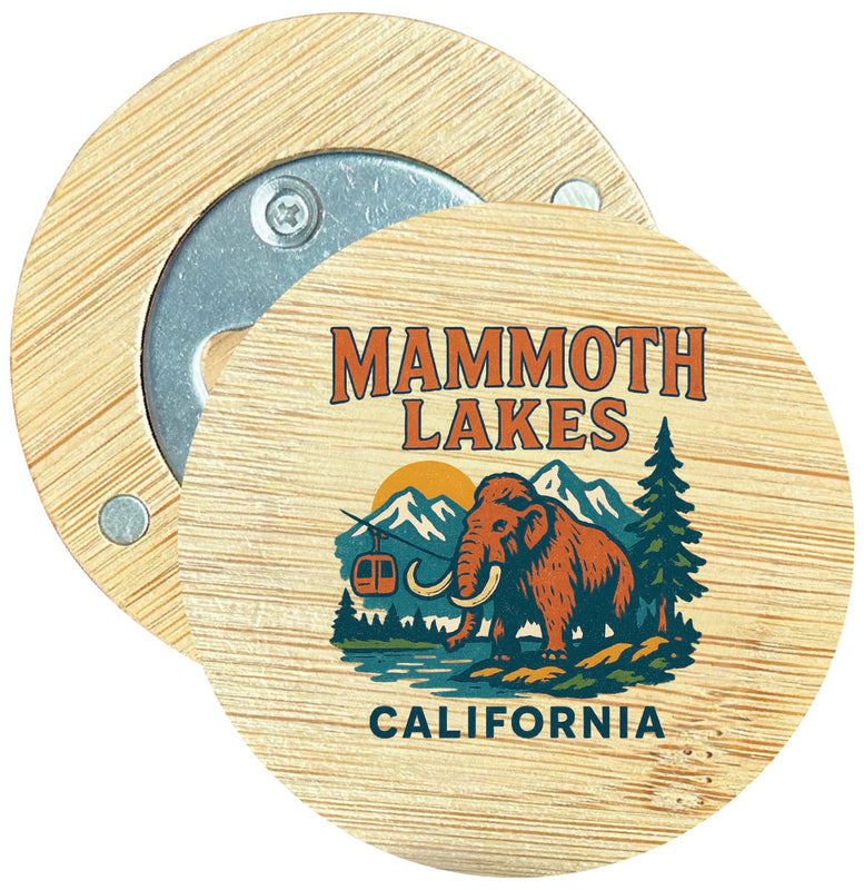 Mammoth Lakes California Vintage Design Souvenir Round Wood Magnetic Bottle Opener 2.5"