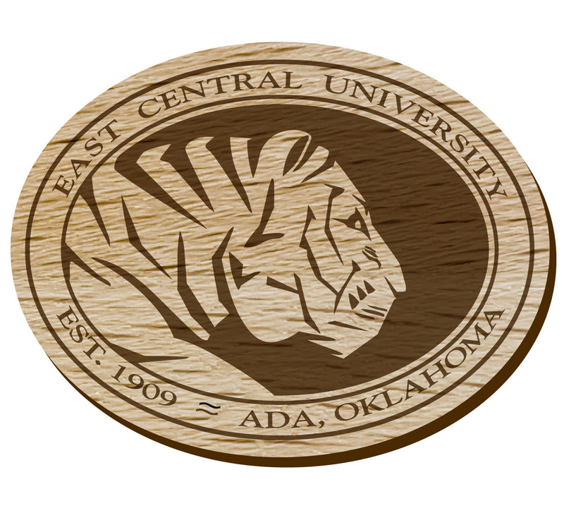 East Central University Tigers Officially Licensed Precision-Cut Wooden Magnet – Printed or Engraved Logo Etched