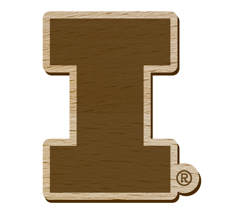 Illinois Fighting Illini Officially Licensed Precision-Cut Wooden Magnet – Printed or Engraved Logo Etched
