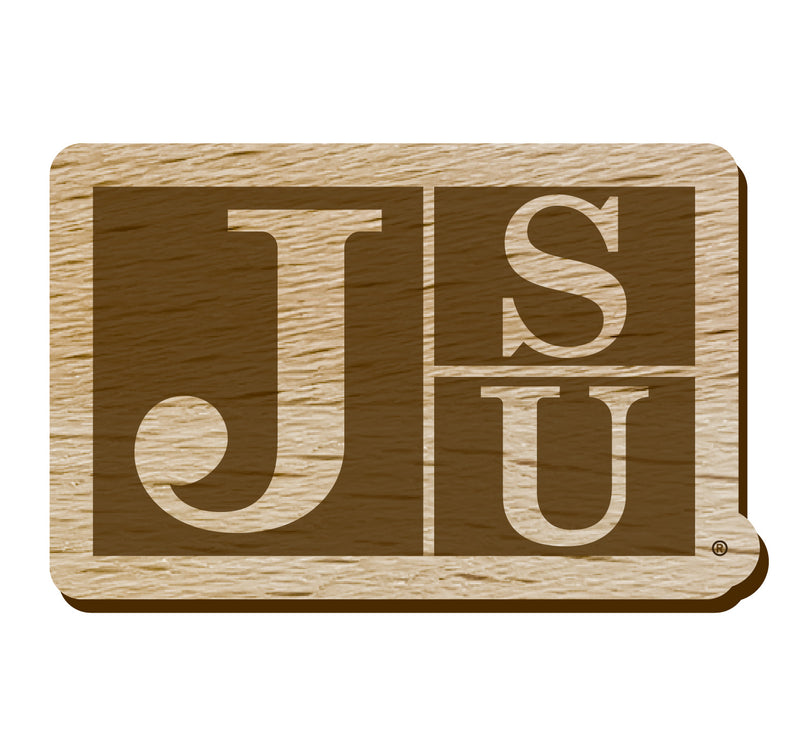 Jackson State University Officially Licensed Precision-Cut Wooden Magnet – Printed or Engraved Logo Etched