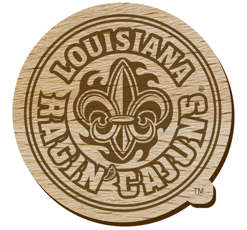 Louisiana at Lafayette Ragin' Cajuns Officially Licensed Precision-Cut Wooden Magnet – Printed or Engraved Logo Etched