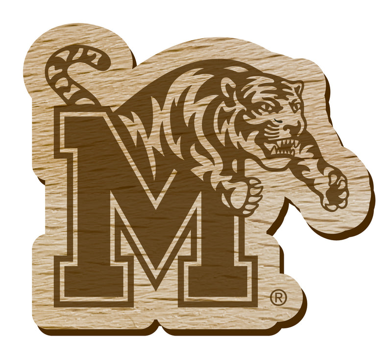 Memphis Tigers Officially Licensed Precision-Cut Wooden Magnet – Printed or Engraved Logo Etched