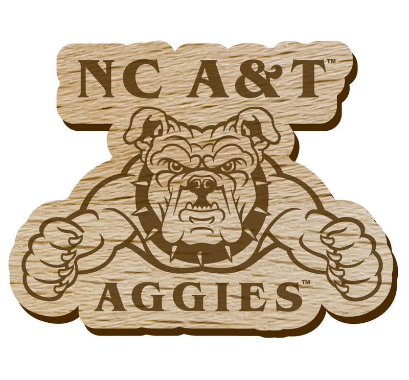North Carolina A&T State Aggies Officially Licensed Precision-Cut Wooden Magnet – Printed or Engraved Logo Etched