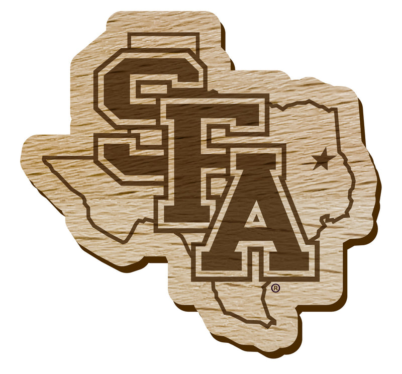 Stephen F. Austin State University Officially Licensed Precision-Cut Wooden Magnet – Printed or Engraved Logo Etched