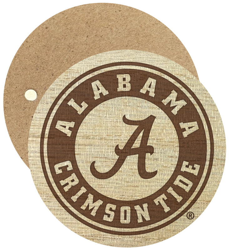 Alabama Crimson Tide Engraved Round Wooden 2.5" Fridge Magnet Officially Licensed Collegiate Product 4-Pack