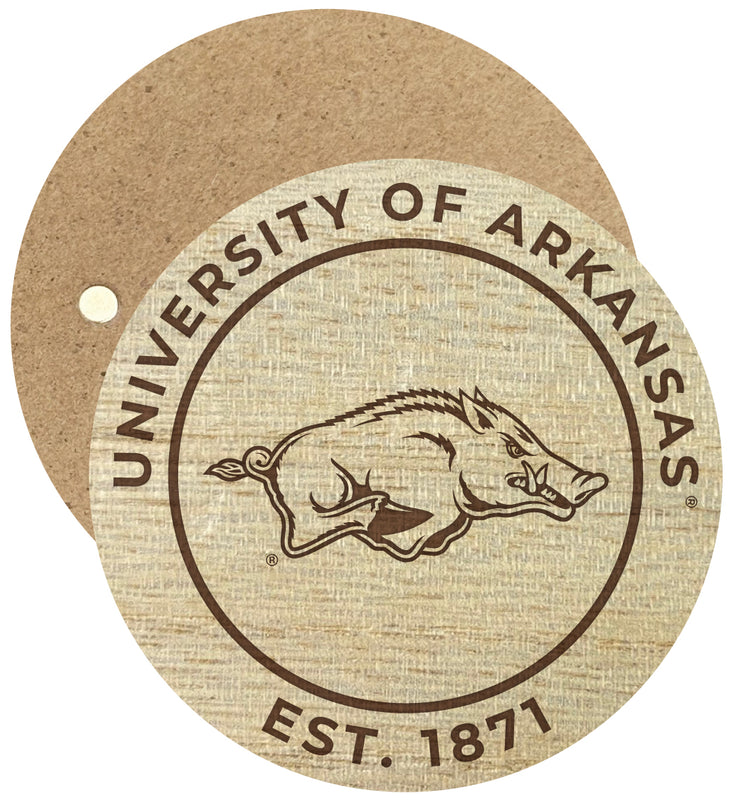 Arkansas Razorbacks Engraved Round Wooden 2.5" Fridge Magnet Officially Licensed Collegiate Product Single